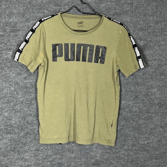 Puma Casual Tee T-Shirt Womens Size Small Green Spellout Logo Classic Streetwear - Picture 2 of 9